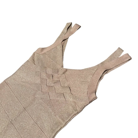 Forever 21 Gold Metallic Bandage Dress Size S - Picture 2 of 5